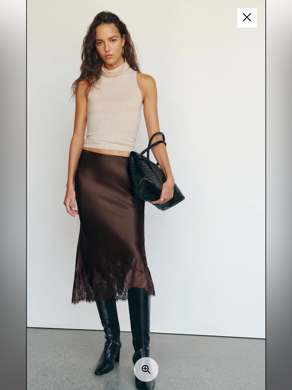 NWT Reformation Carolina Silk Skirt - Black Bean - Picture 2 of 10